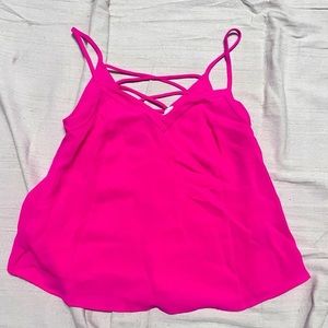 Pink Tank Top with Lace Up Back Detail